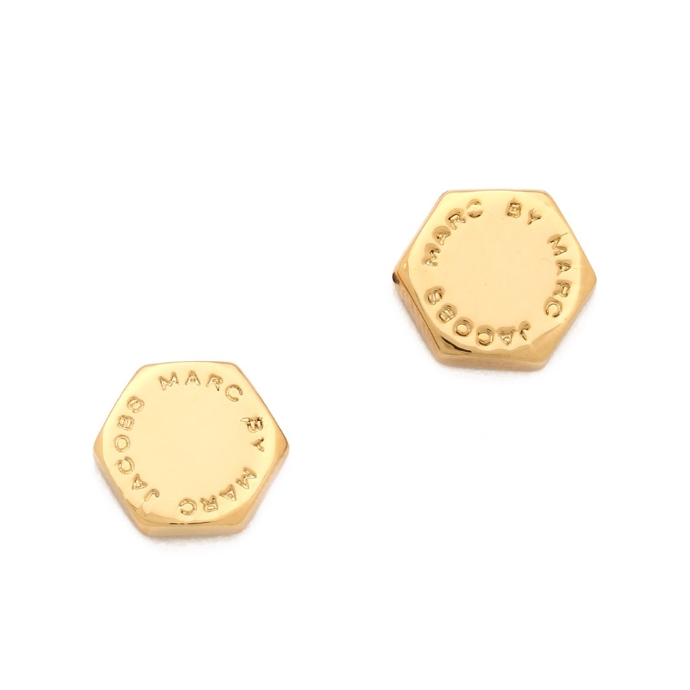 Marc by Marc Jacobs gold hexagon earrings